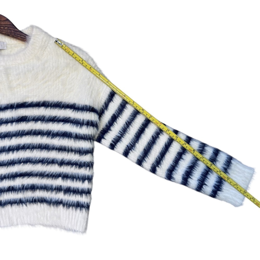 La Ligne White and Blue Striped Fuzzy Sweater - Picture 6 of 10